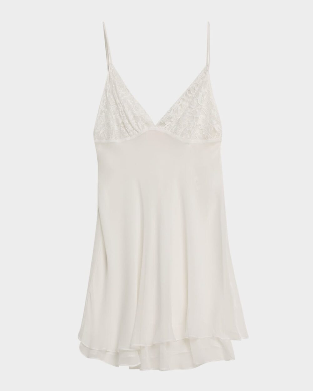 Floral Lace & Silk Chiffon Mini Slip Dress