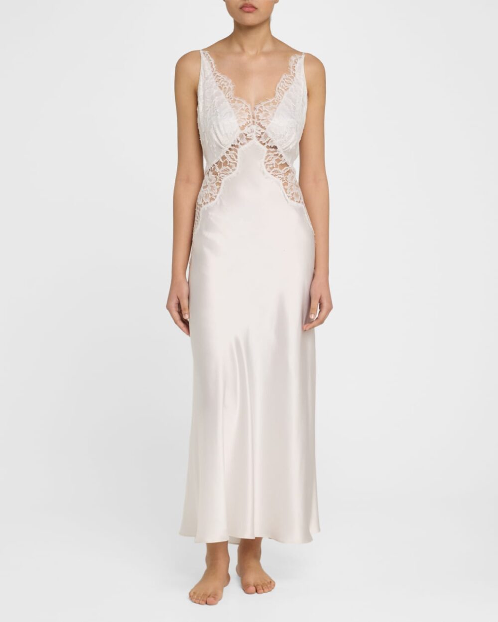 Backless Lace & Silk Charmeuse Nightgown - Image 2