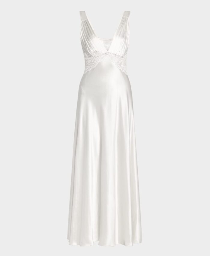 Bijoux Lace-Inset Silk Gown